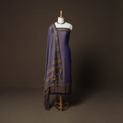 Dharwad Cotton 3pc Plain Unstitched Dress Material Suit Set with Woven Border 48
