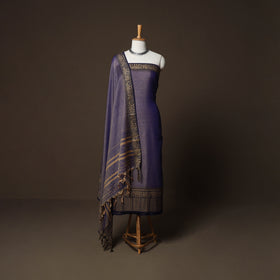 Dharwad Cotton 3pc Plain Unstitched Dress Material Suit Set with Woven Border 48