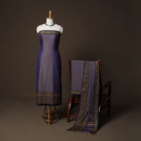 Dharwad Cotton 3pc Plain Unstitched Dress Material Suit Set with Woven Border 48