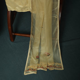 Yellow - Hand Embroidered Georgette 3pc Unstitched Dress Material 15