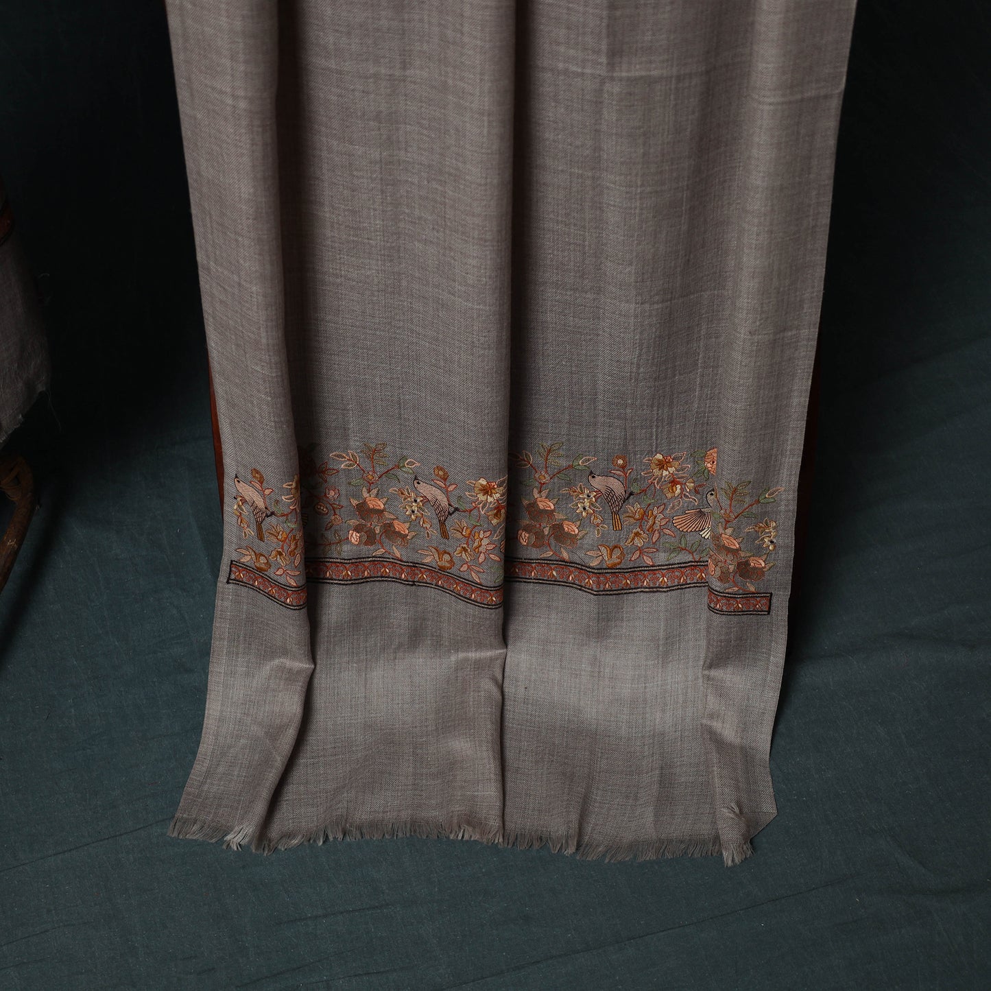 3pc Heavy Embroidered Wool Unstitched Dress Material Suit Set 53