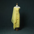 Yellow - Hand Embroidered Georgette 3pc Unstitched Dress Material 14