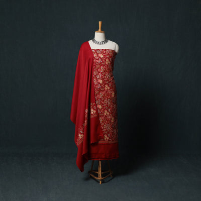 3pc Heavy Embroidered Wool Unstitched Dress Material Suit Set 54