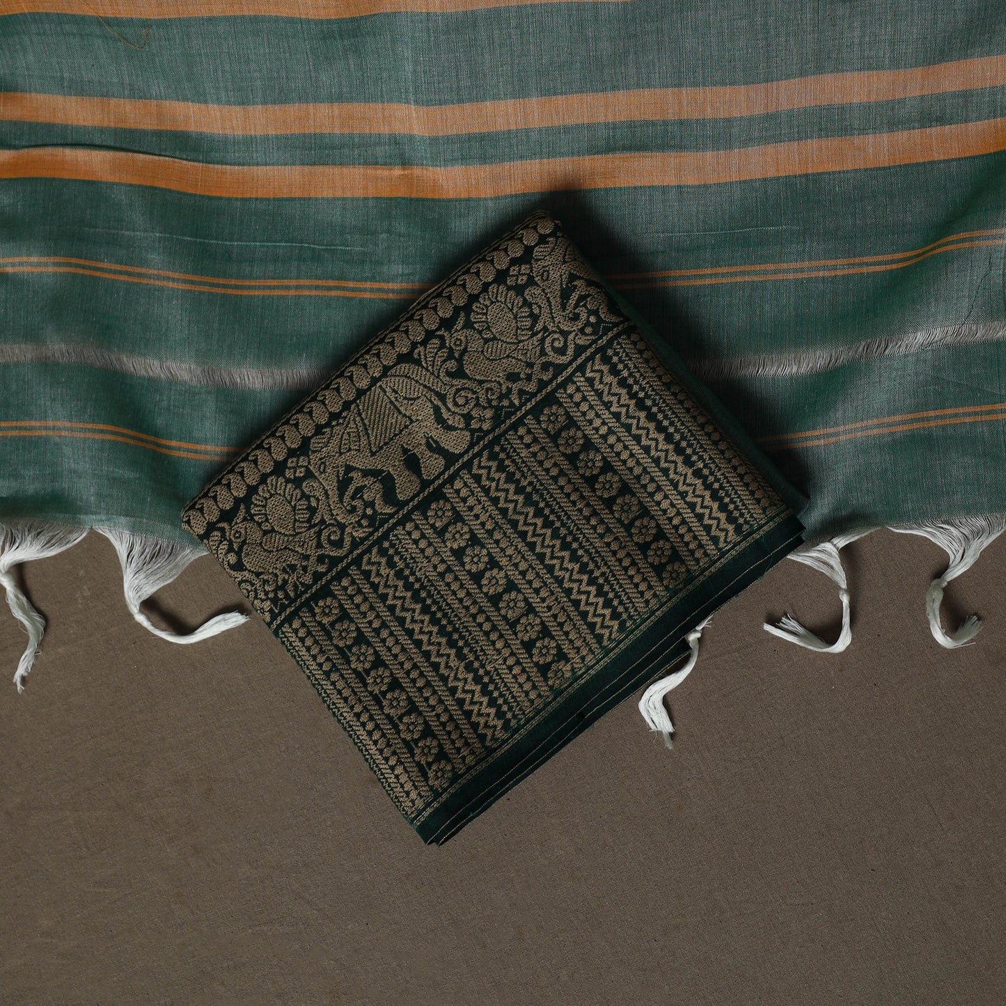 Dharwad Cotton 3pc Plain Unstitched Dress Material Suit Set with Woven Border 51
