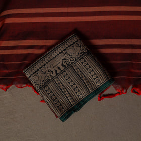 Dharwad Cotton 3pc Plain Unstitched Dress Material Suit Set with Woven Border 52