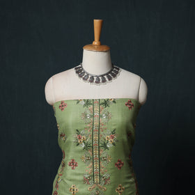 3pc Heavy Embroidered Wool Unstitched Dress Material Suit Set 57