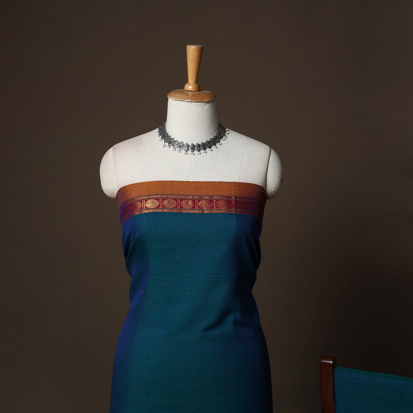 Dharwad Cotton 3pc Plain Unstitched Dress Material Suit Set with Woven Border 53