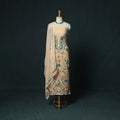 Beige - Hand Embroidered Georgette 3pc Unstitched Dress Material 16
