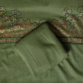 3pc Heavy Embroidered Wool Unstitched Dress Material Suit Set 57