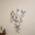 White - waffle weave cotton handwoven sanganeri towel (set