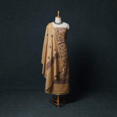 3pc Heavy Embroidered Wool Unstitched Dress Material Suit Set 63