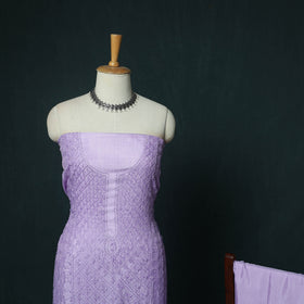 Purple - Hand Embroidered Muslin 3pc Unstitched Dress Material 20
