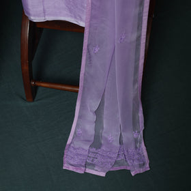 Purple - Hand Embroidered Muslin 3pc Unstitched Dress Material 20
