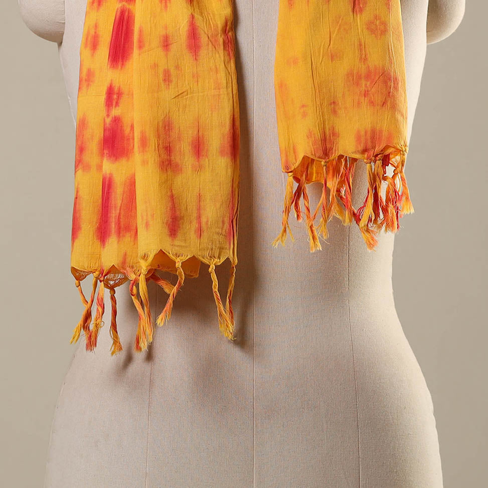 Tye-Dye Cotton Shibori Stole with Tassels