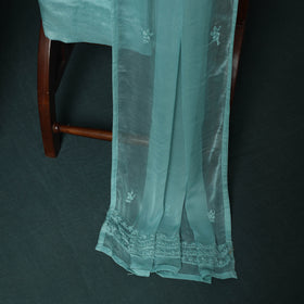 Blue - Hand Embroidered Muslin 3pc Unstitched Dress Material 21