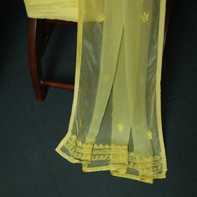 Yellow - Hand Embroidered Muslin 3pc Unstitched Dress Material 22