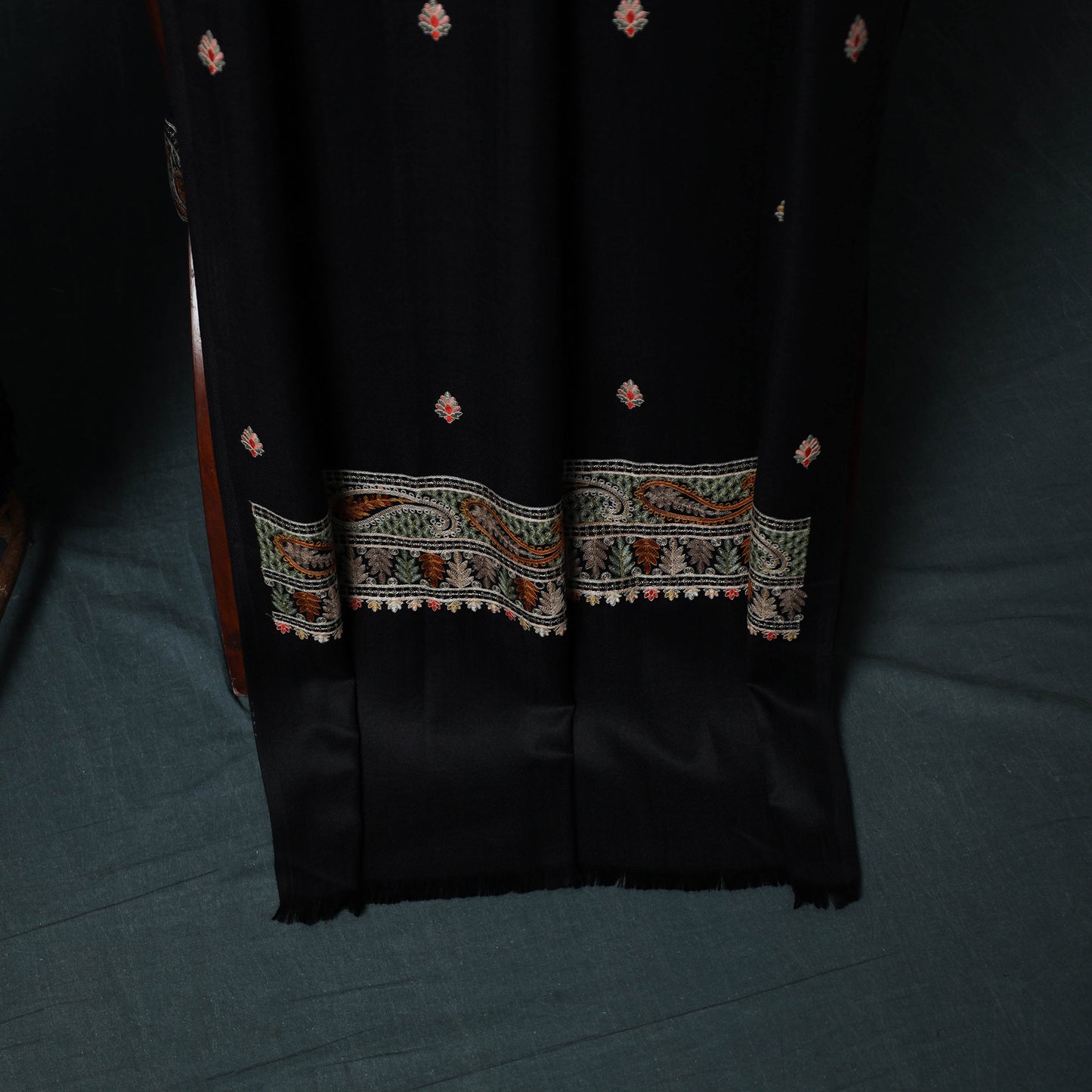 3pc Heavy Chain Stitch Embroidered Wool Unstitched Dress Material Suit Set 65