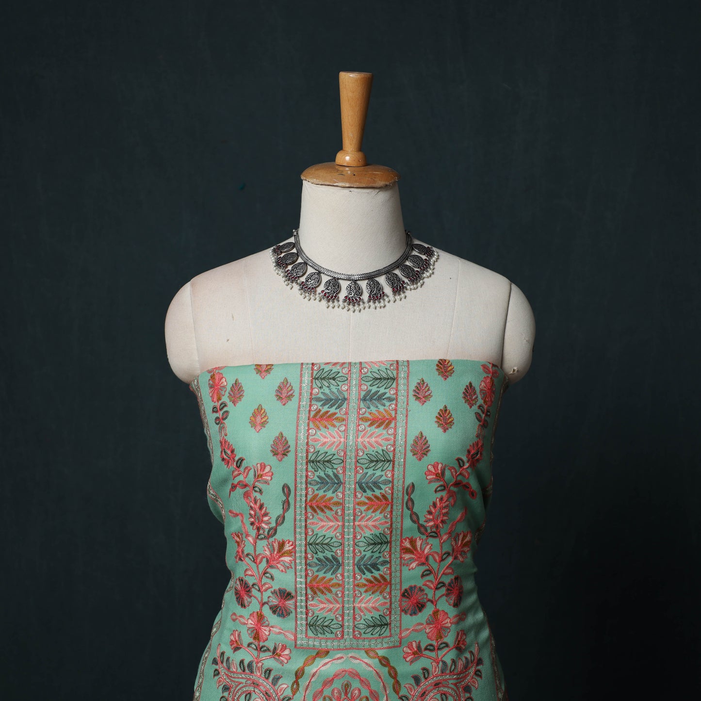 3pc Heavy Chain Stitch Embroidered Wool Unstitched Dress Material Suit Set 67