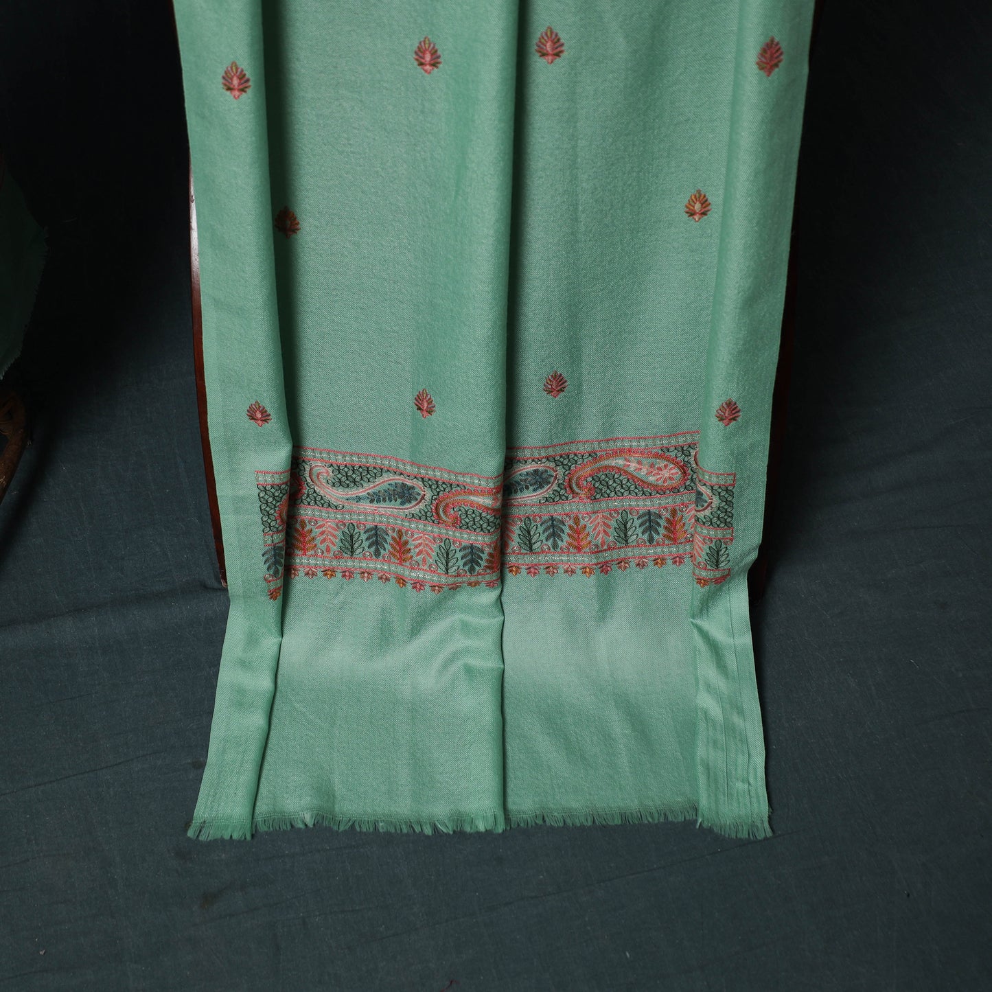 3pc Heavy Chain Stitch Embroidered Wool Unstitched Dress Material Suit Set 67