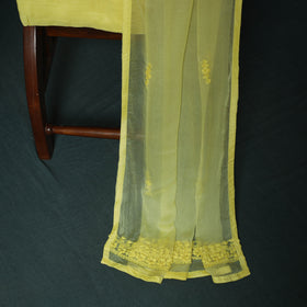 Yellow - Hand Embroidered Muslin 3pc Unstitched Dress Material 24