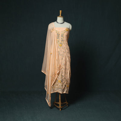 Hand Embroidered Muslin 3pc Unstitched Dress Material 27