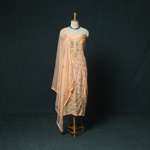 Hand Embroidered Muslin 3pc Unstitched Dress Material 27