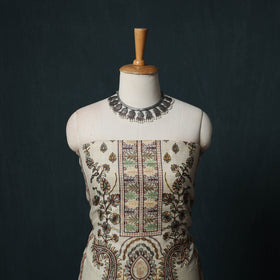 3pc Heavy Chain Stitch Embroidered Wool Unstitched Dress Material Suit Set 71