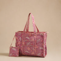 Sanganeri Print Quilted Cotton Tote Bag 06