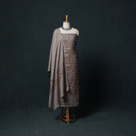 3pc Heavy Embroidered Wool Unstitched Dress Material Suit Set 72