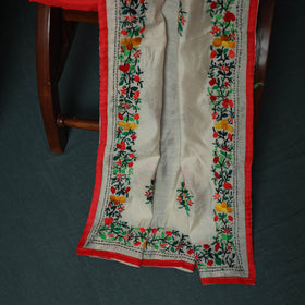 Hand Embroidered Chanderi Silk 3pc Unstitched Dress Material 28