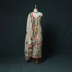 Hand Embroidered Chanderi Silk 3pc Unstitched Dress Material 28