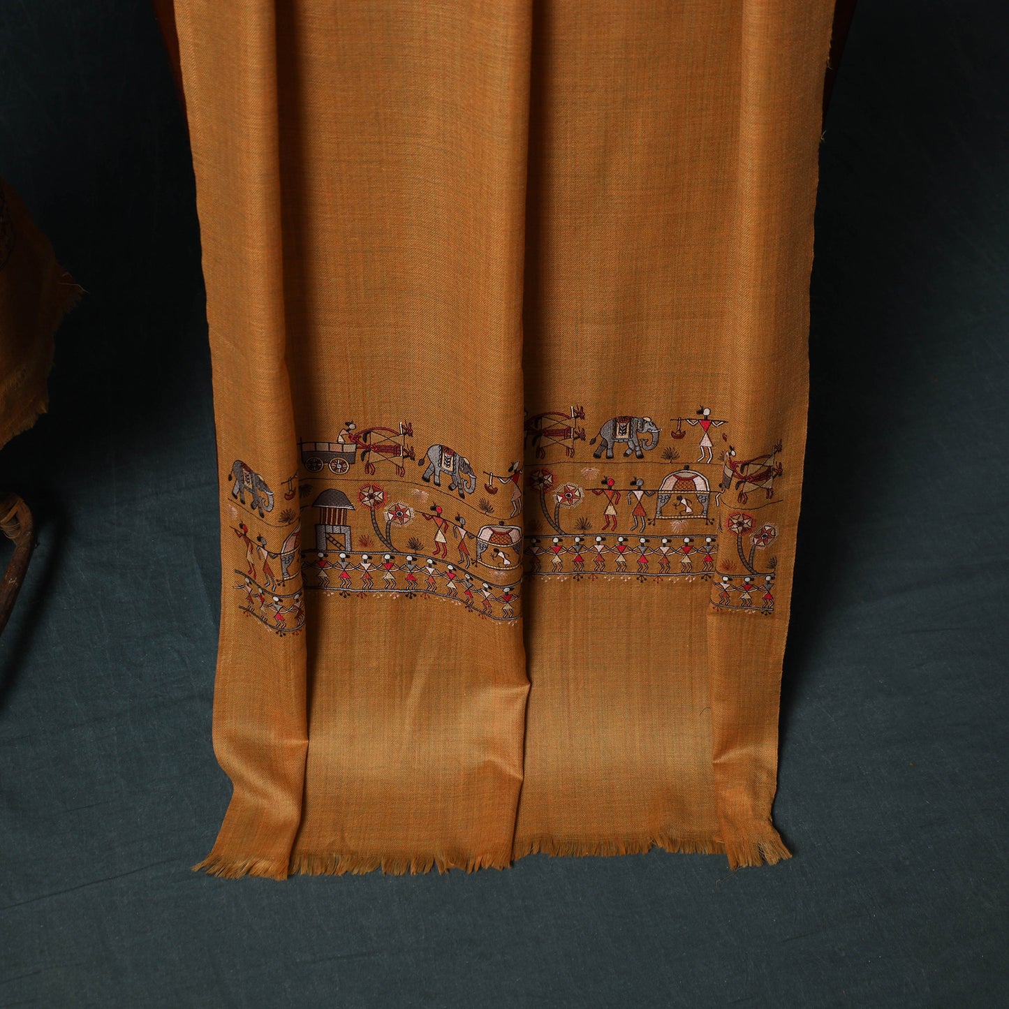 3pc Heavy Embroidered Wool Unstitched Dress Material Suit Set 73