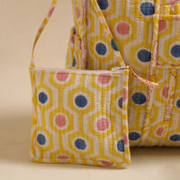 Yellow - Sanganeri Print Quilted Cotton Tote Bag 09