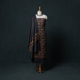3pc Heavy Embroidered Wool Unstitched Dress Material Suit Set 75