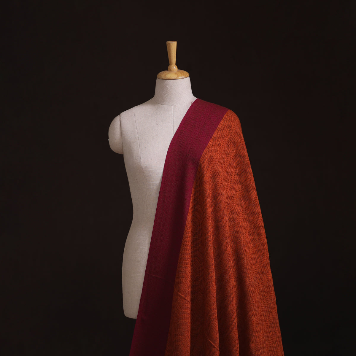 Maroon - Kumaun Handwoven Merino Woolen Fabric 04