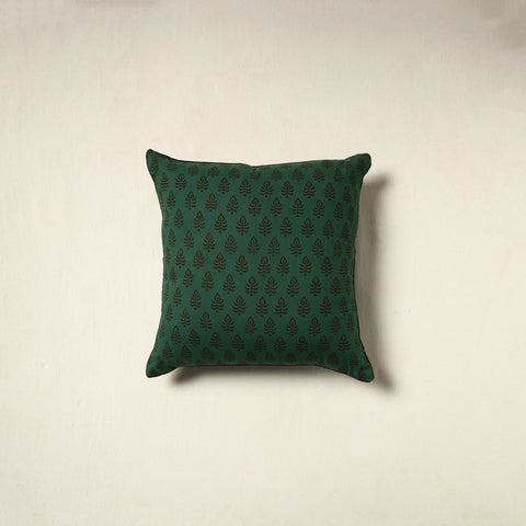 Green - Bagh Hand Block Print Cushion Cover (16 x 16 in) 27