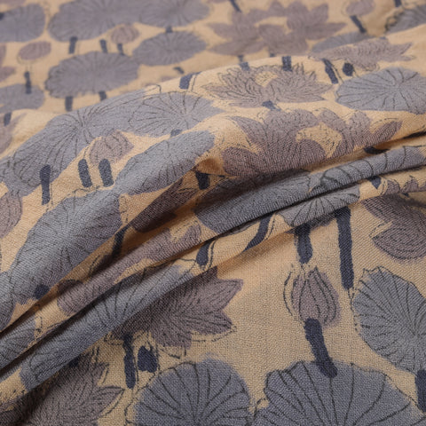 Handwoven Merino Wool Floral Hand Block Sanganeri Print Fabric 11