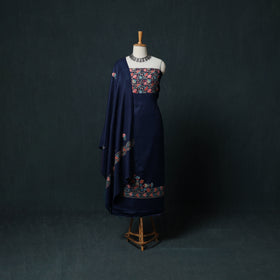 3pc Embroidered Wool Unstitched Dress Material Suit Set 79