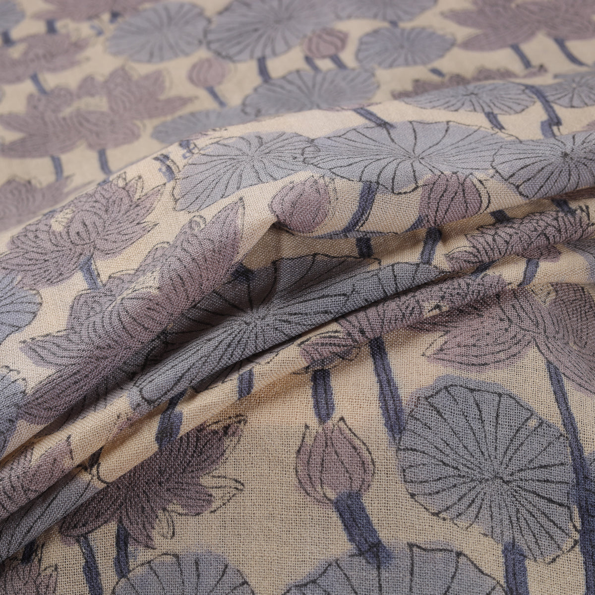 Handwoven Merino Wool Floral Hand Block Sanganeri Print Fabric 10