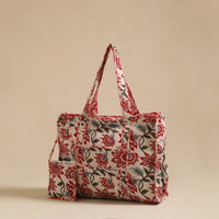 Red - Sanganeri Print Quilted Cotton Tote Bag 12