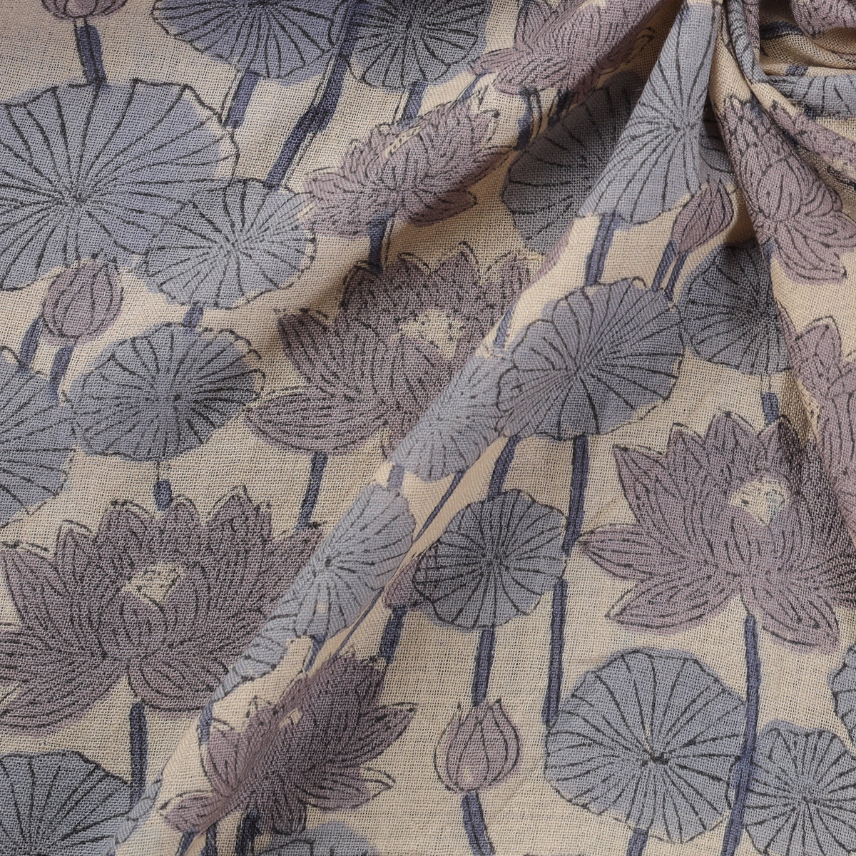 Handwoven Merino Wool Floral Hand Block Sanganeri Print Fabric 10