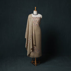 3pc Embroidered Wool Unstitched Dress Material Suit Set 80