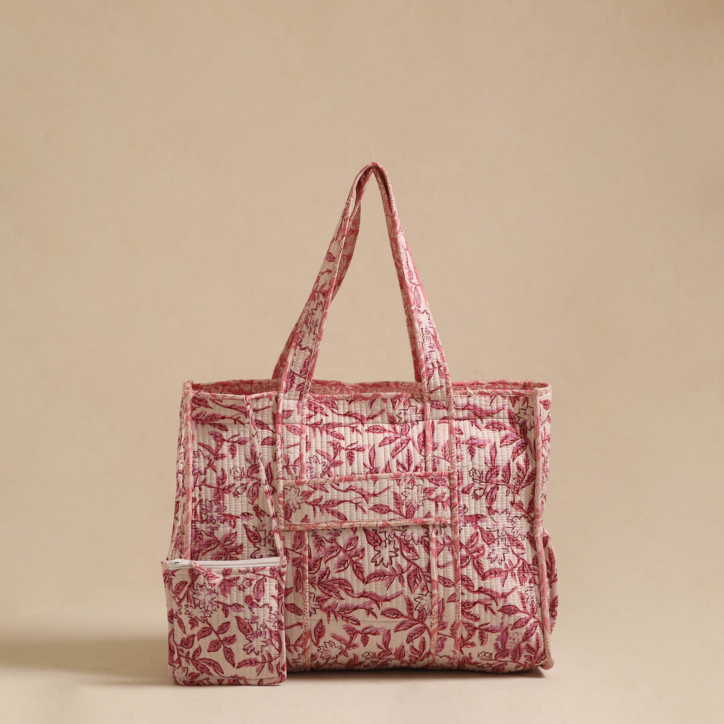 Sanganeri Print Quilted Cotton Tote Bag 13