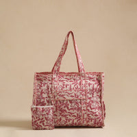 Sanganeri Print Quilted Cotton Tote Bag 13