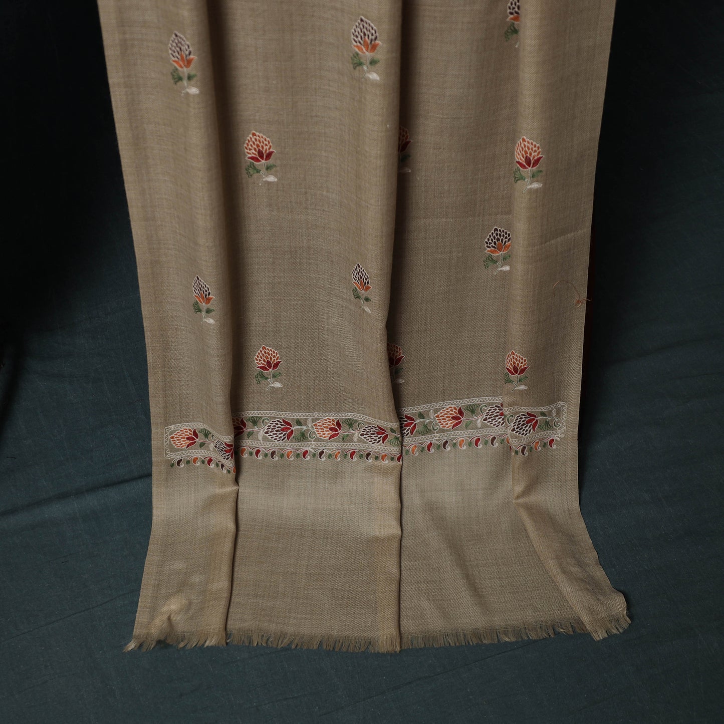 3pc Embroidered Wool Unstitched Dress Material Suit Set 80