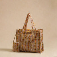 Sanganeri Print Quilted Cotton Tote Bag 14