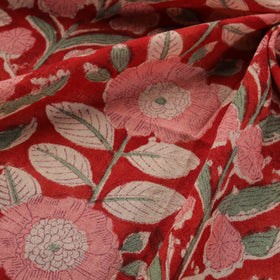 Handwoven Merino Wool Floral Hand Block Sanganeri Print Fabric 07