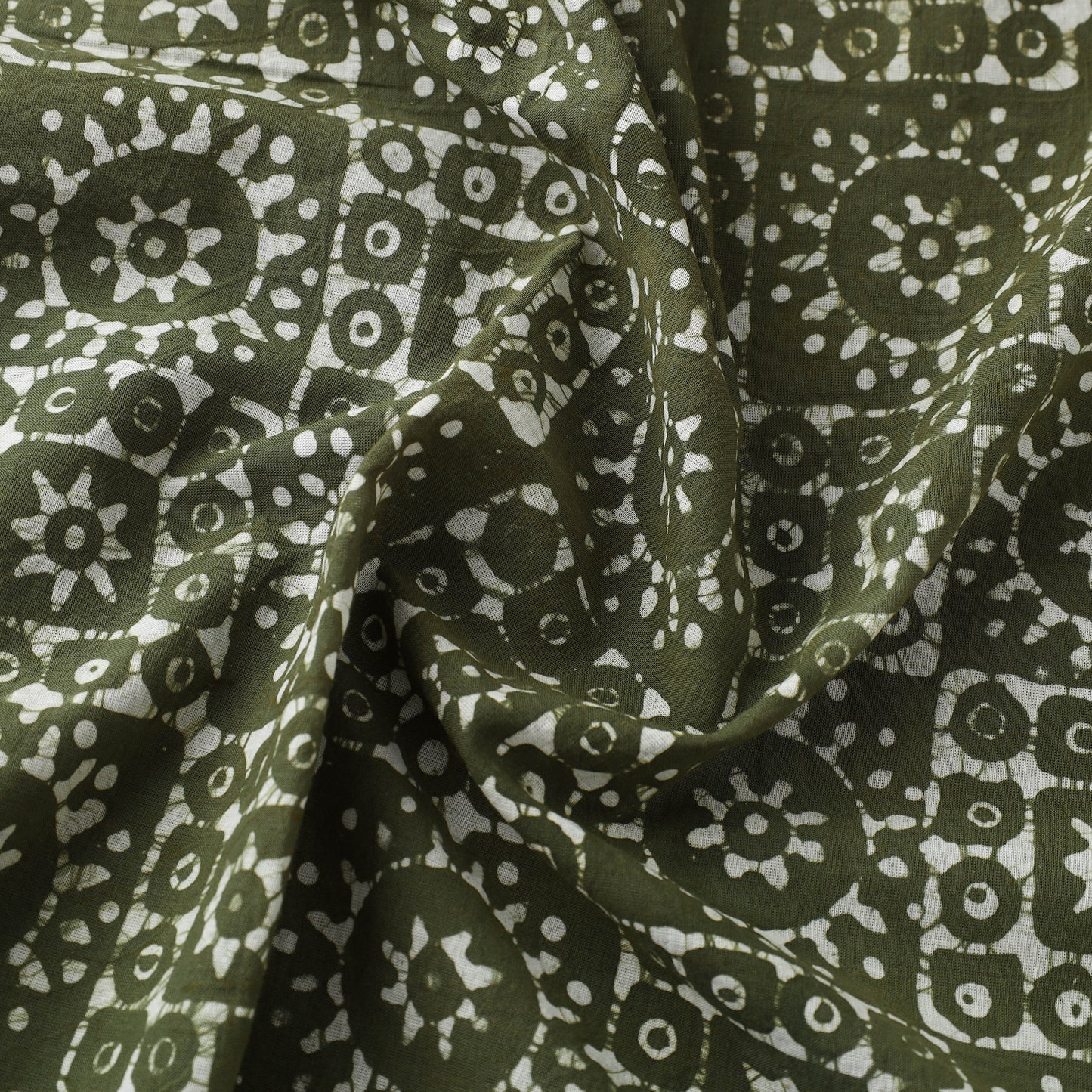  Cotton Green Hand Batik Print Fabric