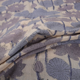 Handwoven Merino Wool Floral Hand Block Sanganeri Print Fabric 06