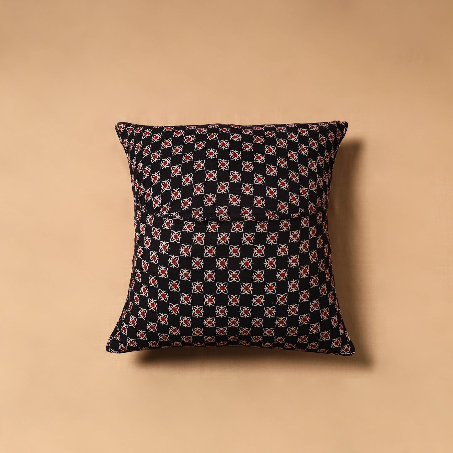 Kutch Tagai Patchwork Ajrakh Mashru Silk Cushion Cover (16 x 16 in) 02